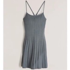 Abercrombie & Fitch Blue Ribbed Mini Dress Small Tall